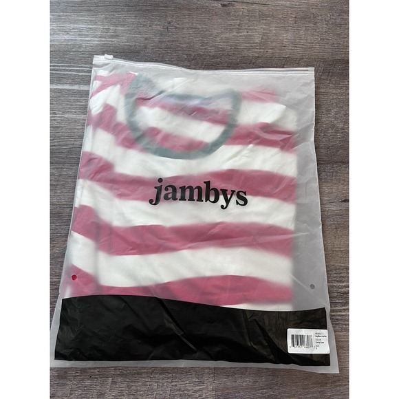 Jambys Mens Pajama Top Size Small Red and White Stripe Longsleeve O5 - Picture 4 of 7